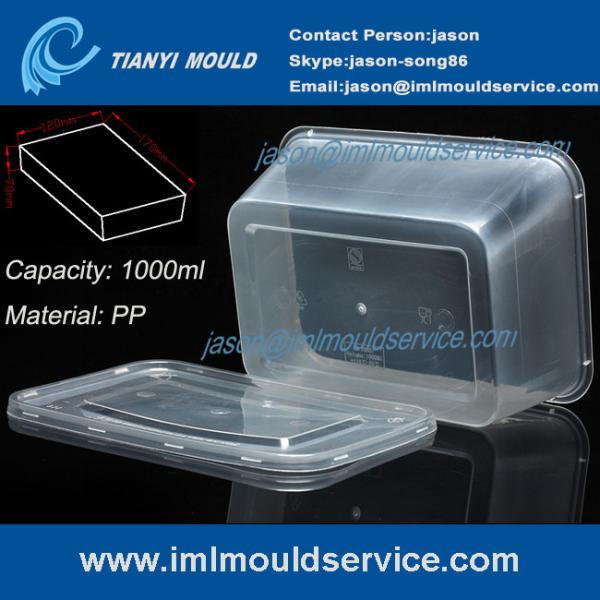 PP 1000ml thin wall disposable rectangular plastic food box/ transparent