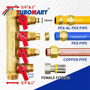 China 1/2 Inch Brass Pex Manifold 150 Psi For Plumbing Projects 200°F Max Temperature on sale