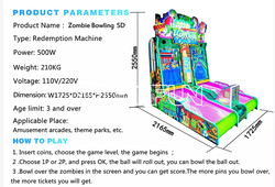 Playfun New hot sale Zombie bowling kids bowling game machine arcade game
