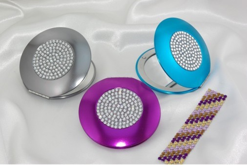 Quality High quality crytal pocket compact mirror/cosmetic mirror/makeup mirror wholesale