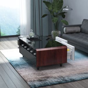 Smart Coffee Table with Dual 135L Refrigerator Drawers Wireless Charging and