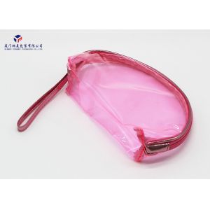 Semicircular Shape Soft PVC Bags Transparent Clear Pink Color Size 17X5.8X13cm
