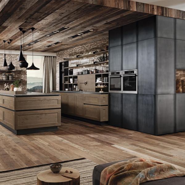 Veneer and Lacquer Finished American Kitchen Cabinet Set with Waste Container Accessories