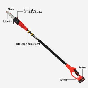180-300cm Telescopic Reach Lightweight Battery Pole Saw With Extension