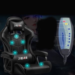 Fabric Padded Seat Gaming Chair with Height Adjustment Lumbar Support and Swivel