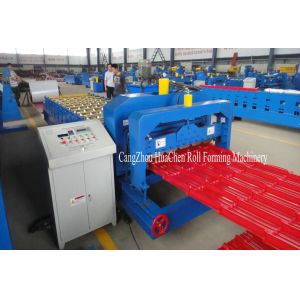Color Roofing Glazed Tile Roll Forming Machine With Hydraulic Press Cutting