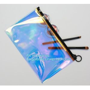 pencil case zipper slider travel cosmet bag, slider zipper clear transparent pvc packaging cosmetic bag, slider lock zip