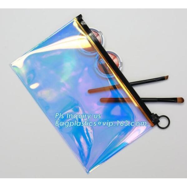 Quality pencil case zipper slider travel cosmet bag, slider zipper clear transparent pvc packaging cosmetic bag, slider lock zip wholesale