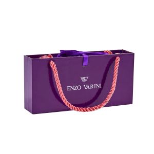 Elegant Purple Flip Top Pen Gift Box With Handles Ribbon Closure Luxury