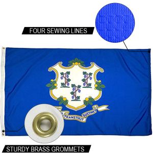 Cheap State of Connecticut Flag 3x5 ft Outdoor Heavy duty Dupont Nylon US Flags Strong Canvas Heading and Brass Grommets for sale