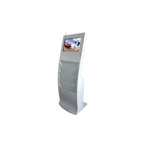 Floor Standing Public Information Kiosk 22 Inch With Paper Holder Chargeable