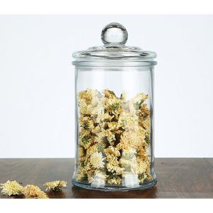 Jam Storage Cookie Glass Spice Jars Empty With Glass Caps , Round Shaped