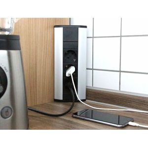 3 Schuko Corner Desk Mount Power Strip High Grade Performance Long Working Time