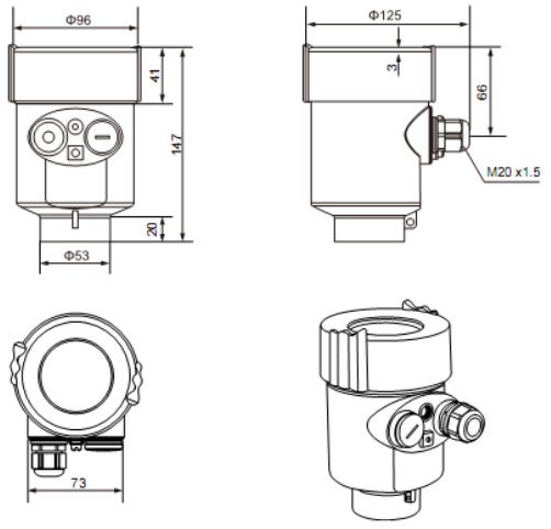26GHz 4-20mA HART Radar Liquid Level Senor KLD Series For River Lake