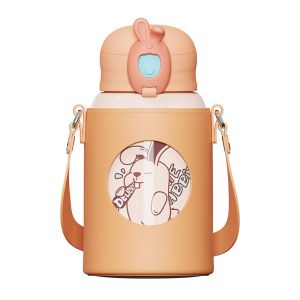 480ml Insulated Drinking Kids Water Bottles Set With Reusable Straw