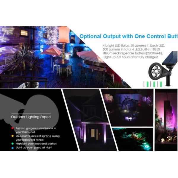 Solar Lights 2-in-1 Solar Powered 4 LED Adjustable Spotlight Wall Light Landscape Light Bright & Dark Sensing