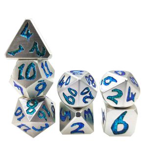 China Friendly Dice Set Multipurpose Carving Metal Polyhedral RPG Dice D6 D8 D10 on sale