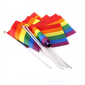 Cheap Customized Shake Handheld Pride Flag 14cmx21cm 100d Polyester for sale