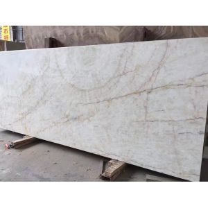 OEM White Onyx Marble With Khaki Brown Veins Tiles Slab / Countertop Marble Slab
