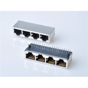 Cheap Industrial RJ45 jacks with Integrated Magnetics, 1X4，1000BASE ，HULYN for sale
