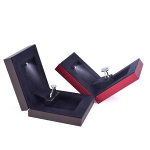 Pu Leather Custom Printed Jewelry Boxes Fashionable With LED Light Pu Leather