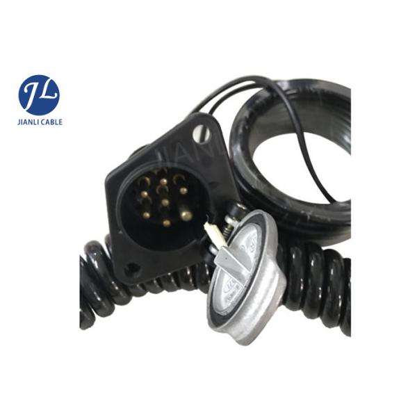 Quality Vehicle Car Reverse Camera Cable , 7 Pole Spring Truck Trailer Backup Camera Cable wholesale