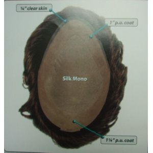 Cheap Human Remy Hair Men's Toupee Hair Replacement  Silk Base with Thin Skin Coated for sale