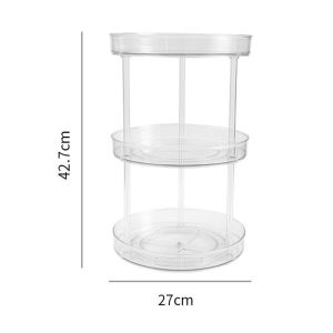 3 Tier Transparent Easy to Assemble Turntable Lazy Susan Cosmetic Makeup