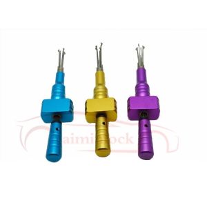 Gold Six-Piece Locksmith Tools Set with Adjustable Cross-Shaped Lock Picking