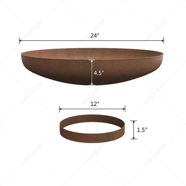 Outdoor Corten Steel Fire Pit Round Rustic Look Outdoor Personal Large Garden Or Courtyard Furniture Firpit
