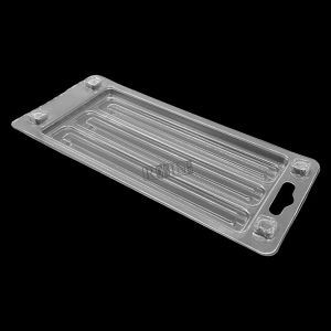 Custom Disposable Clear Plastic 3 Cell Rectangular Makeup Brush Clamshell