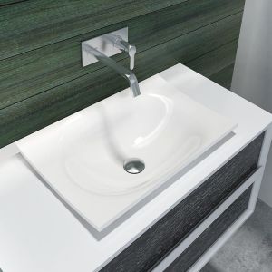 Cheap Rectangular Counter Top Basin Solid Surface Stone Bathroom Sink for sale