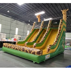 Plato Commercial Giraffe Double Inflatable Water Slides Cartoon Theme