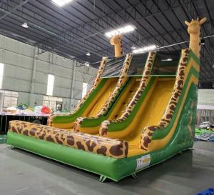 Cheap Plato Commercial Giraffe Double Inflatable Water Slides Cartoon Theme for sale