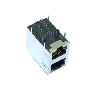 71F-1202GYDZ2NL Stacked 2x1 RJ45 Jack with 10/100Base-TX Magnetic LPJ17402AHNL