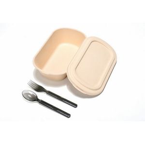 Biodegradable Bamboo Pulp Food Container Microwaveable With Cover Safety