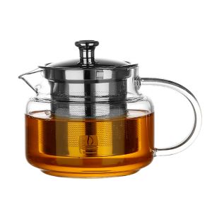 Cheap SS Removable Infuser Handcrafted Borosilicate Glass Teapot for sale