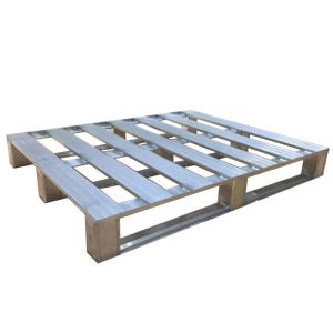 Silver Sturdy Stackable Metal Pallets Logistics Supermarket Use