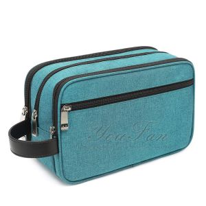 Bathroom Waterproof Hanging Travel Toiletry Bag With Leather Handle