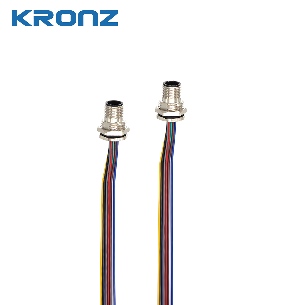 Waterproof M12 12 Pin Socket Wire Board Front Connector Cable with Zinc Alloy