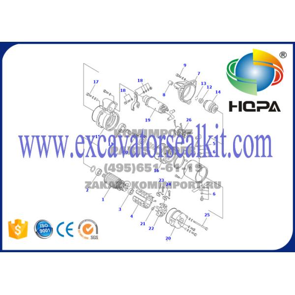 PC220LC-3 PF5-1 S6D105 Excavator Starter Motor Metal Matarial 600-813-4120