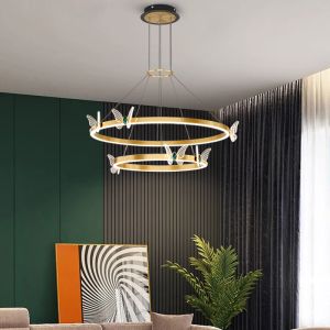 Gold Color LED Hanging Lamps Modern Pendant Lights For Kitchen butterfly