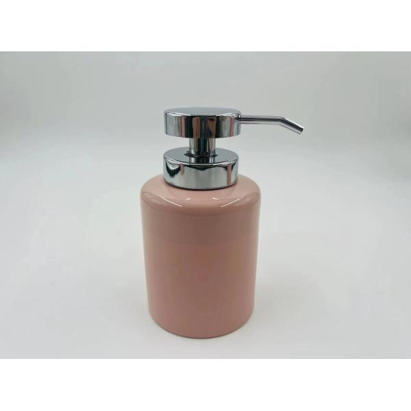 Ceramic Bathroom Accessories Sets Round Shape Pink Color Soap Dish For Bathroom