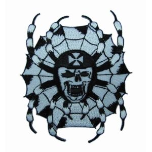Iron On Backing Custom Embroidered Patch Polyester Twill Skulls Logo