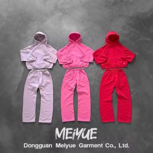 Custom Blank Zip Up Plain Pullover Hoodie Joggers Baggy Sweatpants Hoodie Set