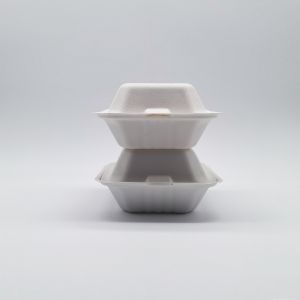 6 Inch Biodegradable Take Out Containers , White Biodegradable Clamshell