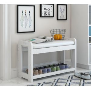 Multifunctional Entryway Shoe Bench Seat Shoe Rack Organizer 2 Tiers