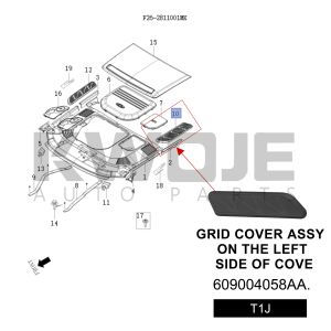 OEM 609004058AA Auto Spare Parts Grid Cover Assy On The Left Of Side Of Cover