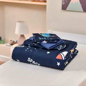 5 Piece Childrens Bedding Sets Twin Size Space Rocket Bedding Set Home Textile