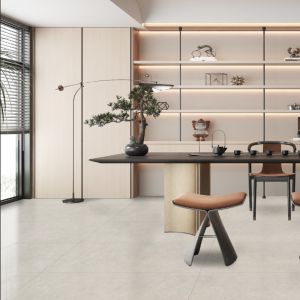 China Grey Glazed Porcelain Tile Polished Surfaces 750*1500mm For Office on sale